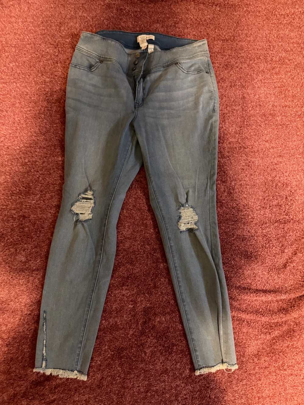 Women’s Distressed Skinny Jeans - Light Blue